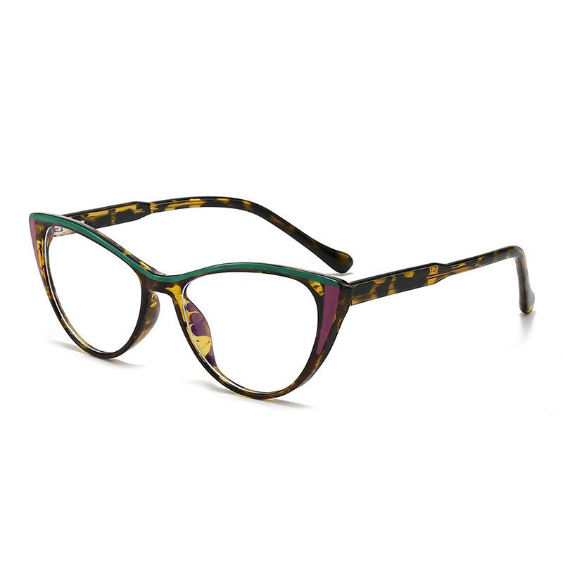 New anti-blue glasses women's PC ferrule legs fashionable retro plate color flat glasses can be matched with glasses
