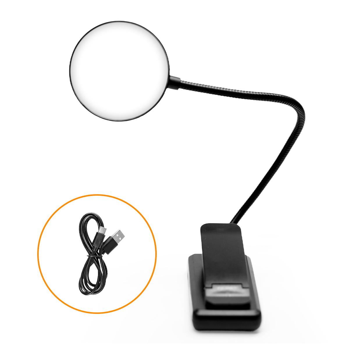 

Led Clip Table Lamp 360°Adjustable Flexible 3 Colour Light Dimmable Bulbs Rechargeable Wireless Reading For Book To Read Study чёрный