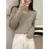 Temperament collar slack knitted sweater soft waxy sweater autumn and winter casual simple button long sleeve women's bottoming top