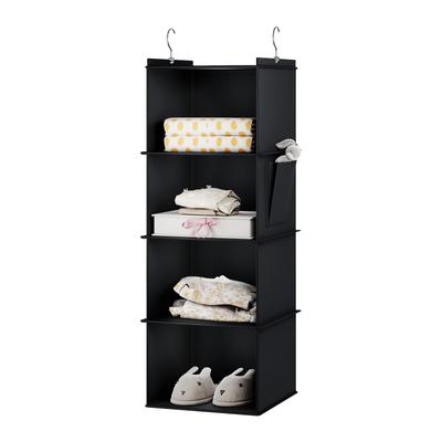 YOUDENOVA Hanging Storage Closet Breathable Fabric Hat and Clothing Storage Fabric Clothes Rack Easy To Use and Foldable Pocket Black 30x30x80cm