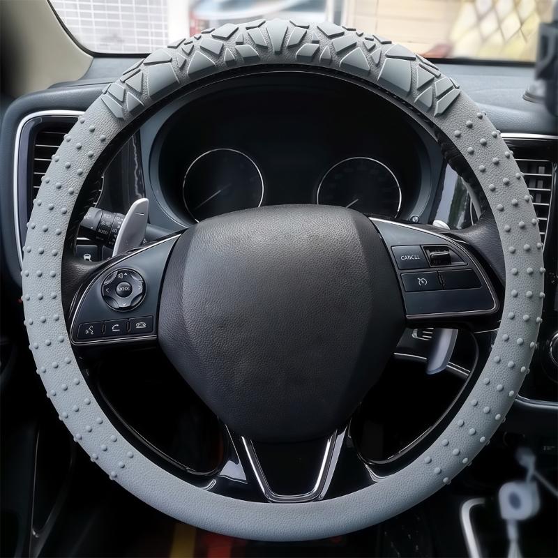 Car Steering Wheel Protector Covers 15inch Anti Slip Cover Elastic Geometric Pattern Cover Silicone Car Accessories