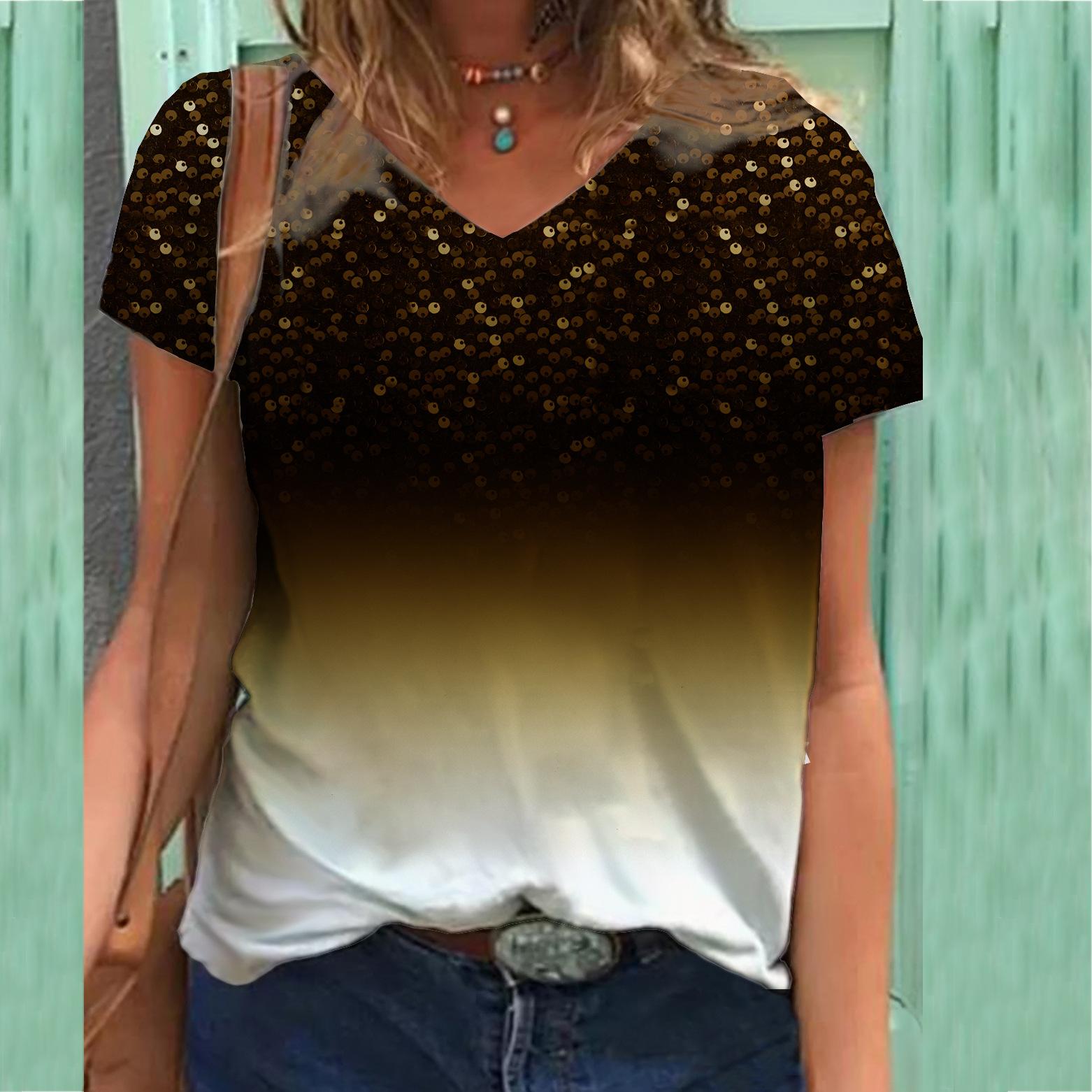 

Футболка с 3D-принтом на цветочную тематику, женская футболка с короткими рукавами и V-образным вырезом с 3D-принтом 5XL