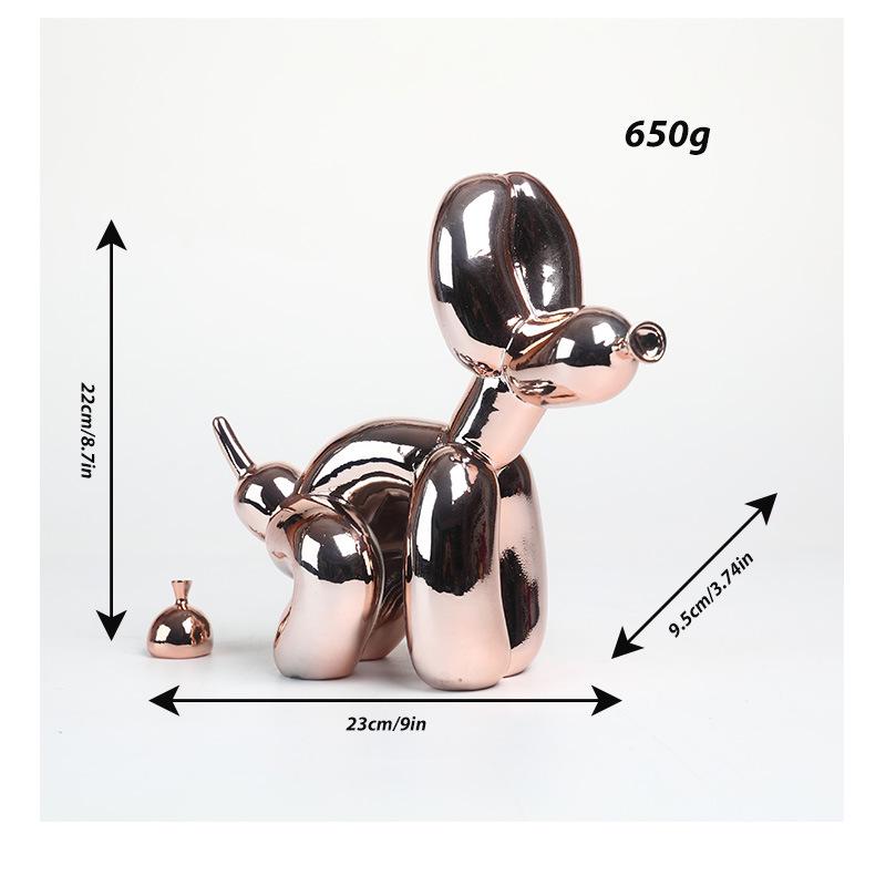 European Style Copper Balloon Dog Statue: Shiny Animal Art Sculpture for Home Décor