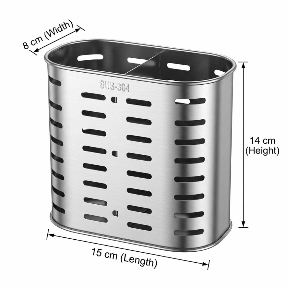 Rustless Steel Chopstick Holder Hollow Draining Hole Storage Basket Silverware Container Kitchen