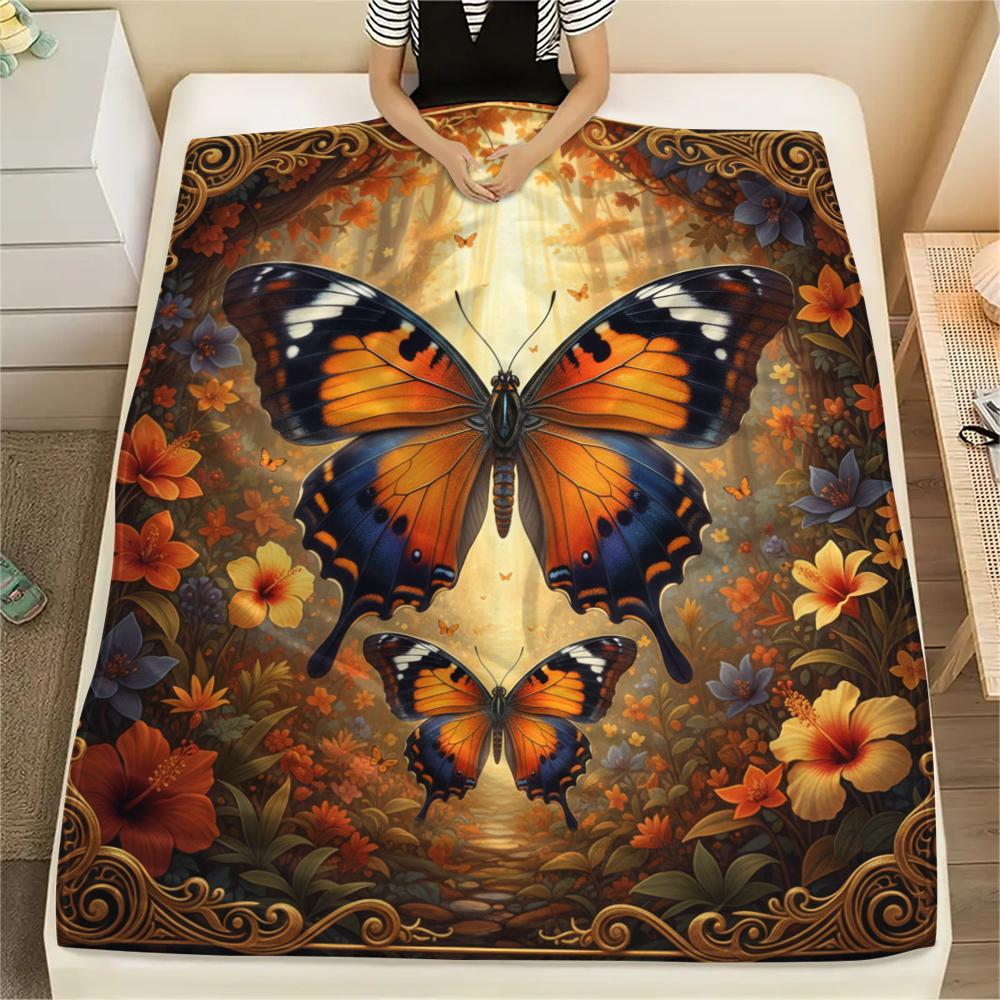 1 Stück 3D-Schmetterlingsdruck Flanelldecke, Hohe Qualität für alle Jahreszeiten, Heimdekoration, Wärme und Komfort, Perfekt für Weihnachtsgeschenke