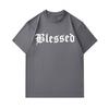Men's 100% Cotton Crew Neck Short Sleeve T-Shirt, Casual Blessed Gothic Letter Print Breathable Soft Daily Wear Tees for Men Streetwear Fashion Comfy