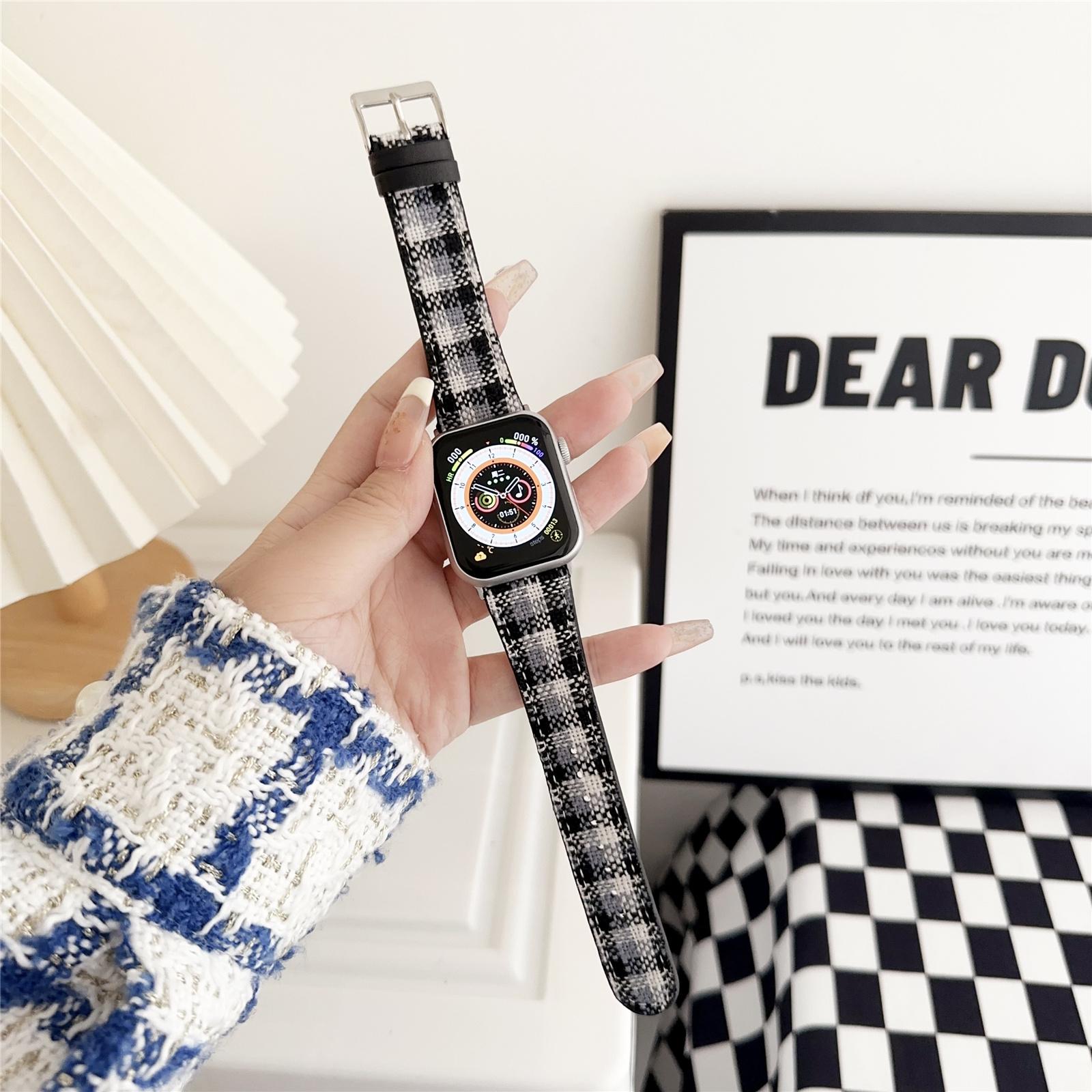 

For Apple Watch Series 10 42mm/9 8 7 41mm/SE (2023) SE (2022) SE 6 5 4 40mm/3 2 1 38mm Woolen Watch Strap Black