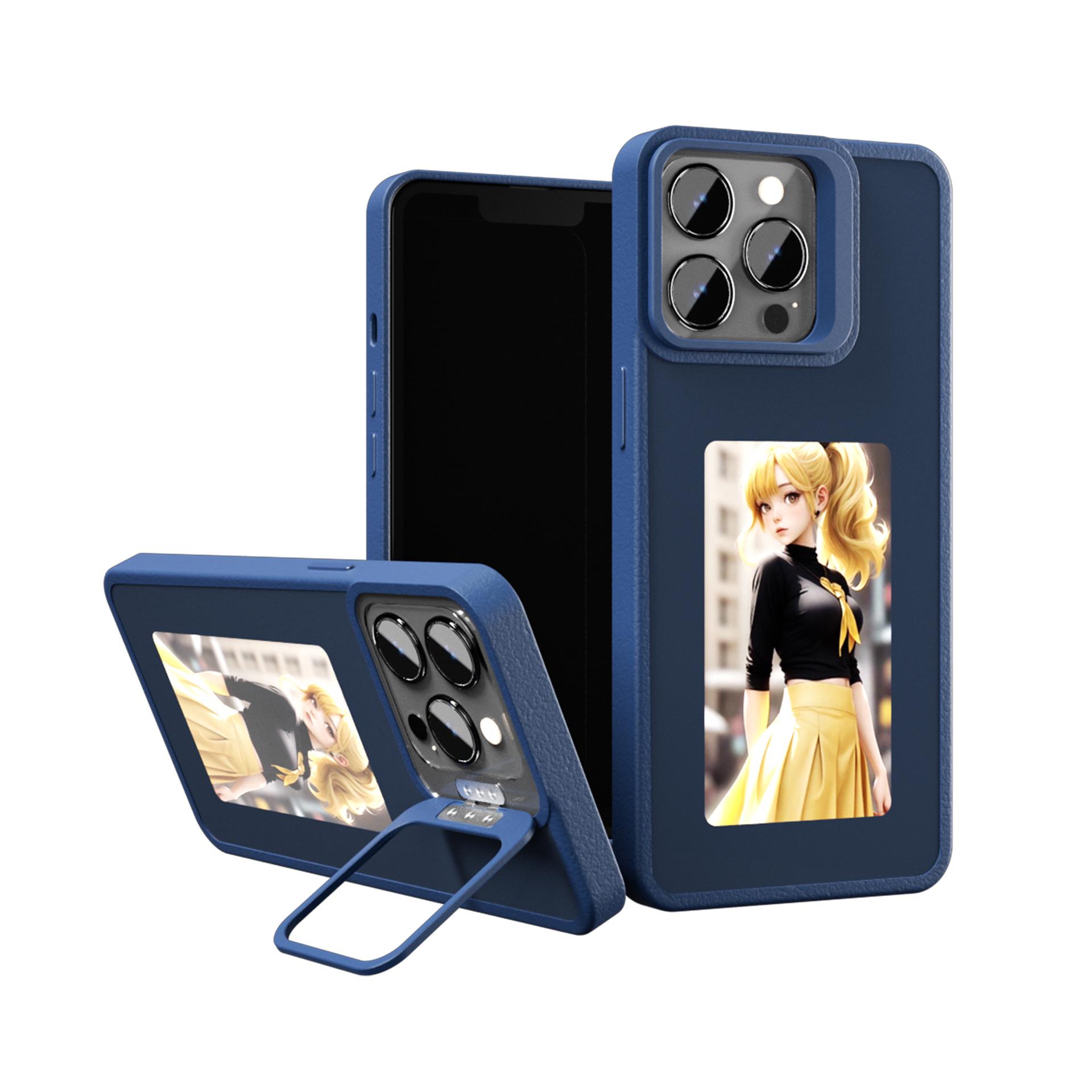 Hülle mit E-Ink-Bildschirm für iPhone mit NFC & Vierfarb-Display-Casting iPhone 14 Pro blau