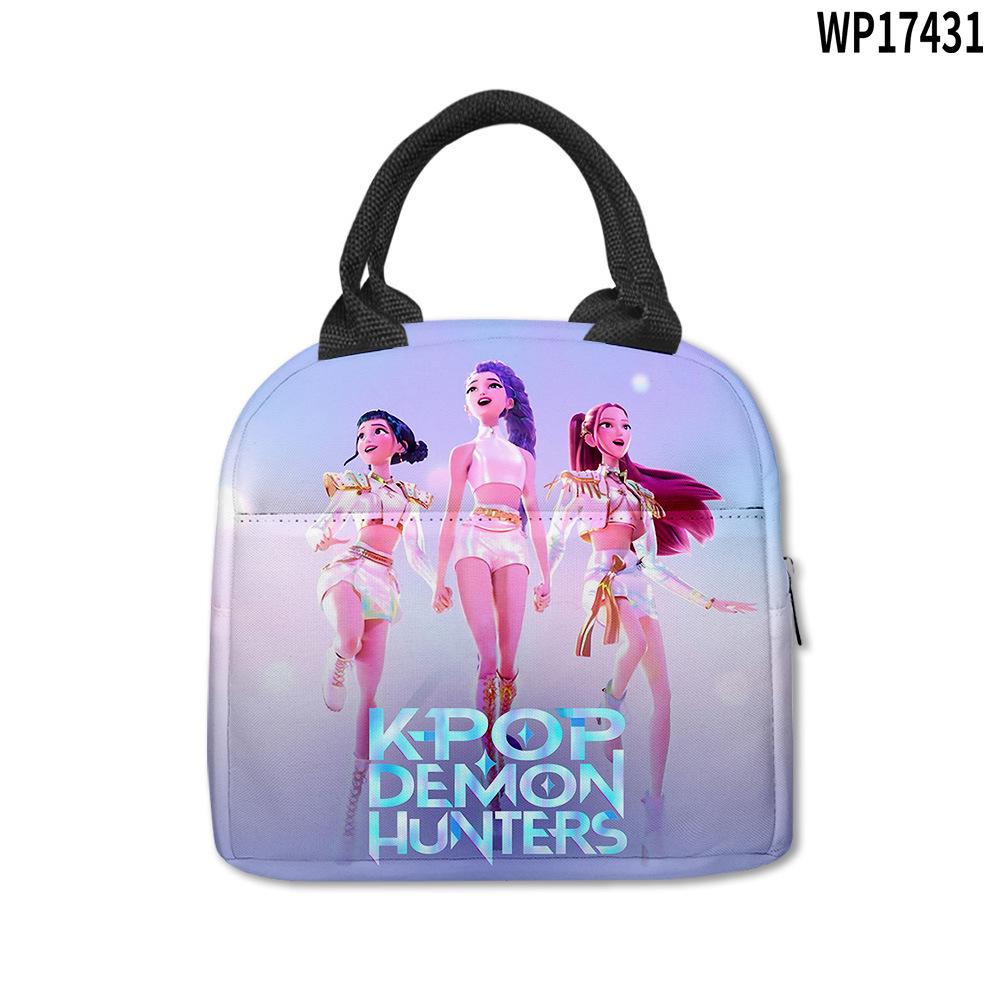 Demon Hunter Girl Group Peripheral Lunch Bag, Cartoon Printing Waterproof And Wear-Resistant, Student Office Worker Thermal Insulation Lunch Box Bag