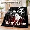 Scream Ghostface Custom Name Flannel Throw Blanket Soft Warm for Sofa Bed Indoor Home Use