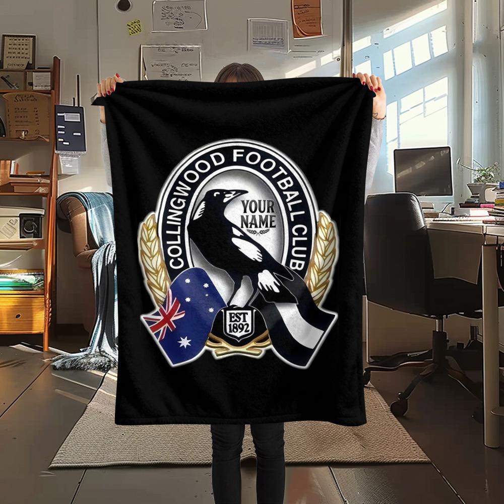 1PC Collingwood Raven Crest Custom Name Patterned Flannel Blanket Suitable For All Seasons For Home Decor Warmth And Comfort Gifts Holiday Present