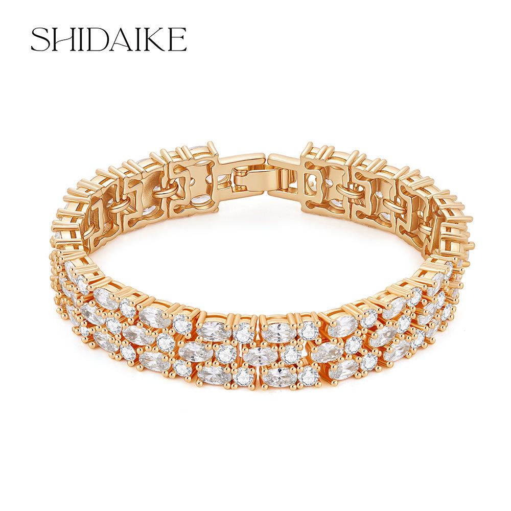 Best-selling Europe, America, the Middle East TK color zircon inlaid bracelet jewelry manufacturer straight hair atmospheric bracelet fashion high