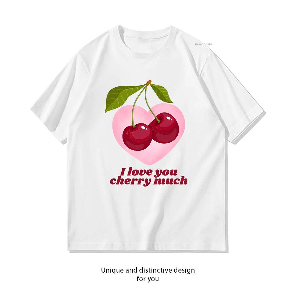 I Love You Cherry Much Tshirt WoUnisex Unisex Summer Cotton Cartoon Graphic T Shirts Adult Classic Oneck Shortsleev Gift Tops Tee