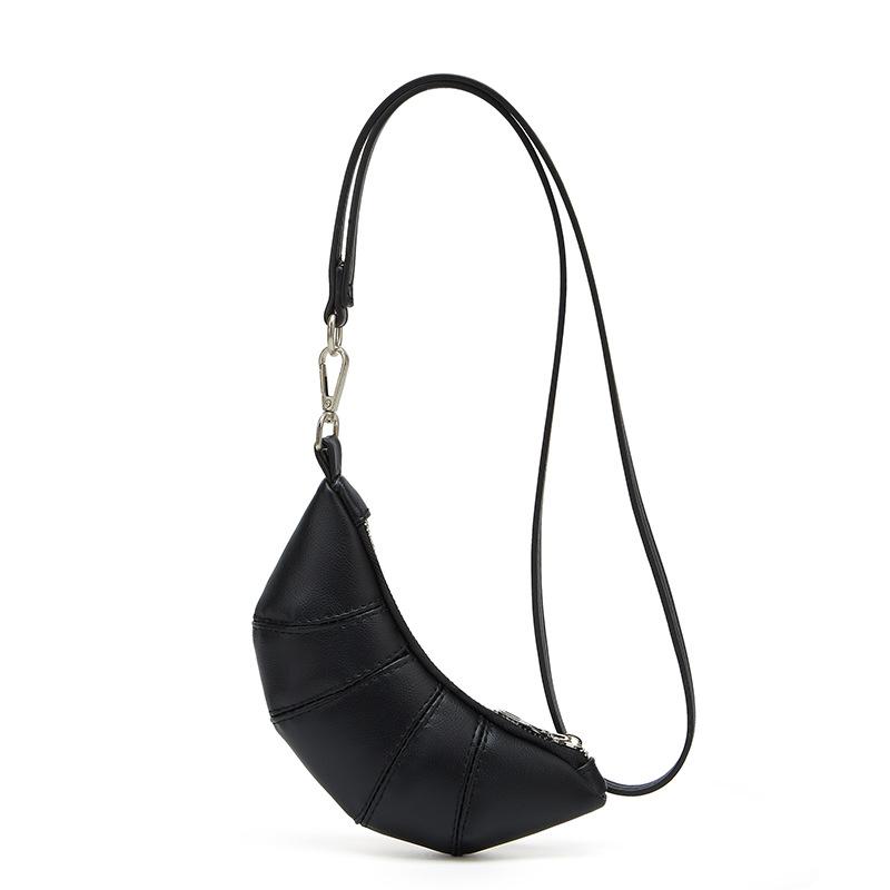 Neck small change bag cute croissant bag design sense niche mini concave shape crossbody lipstick earphone bag