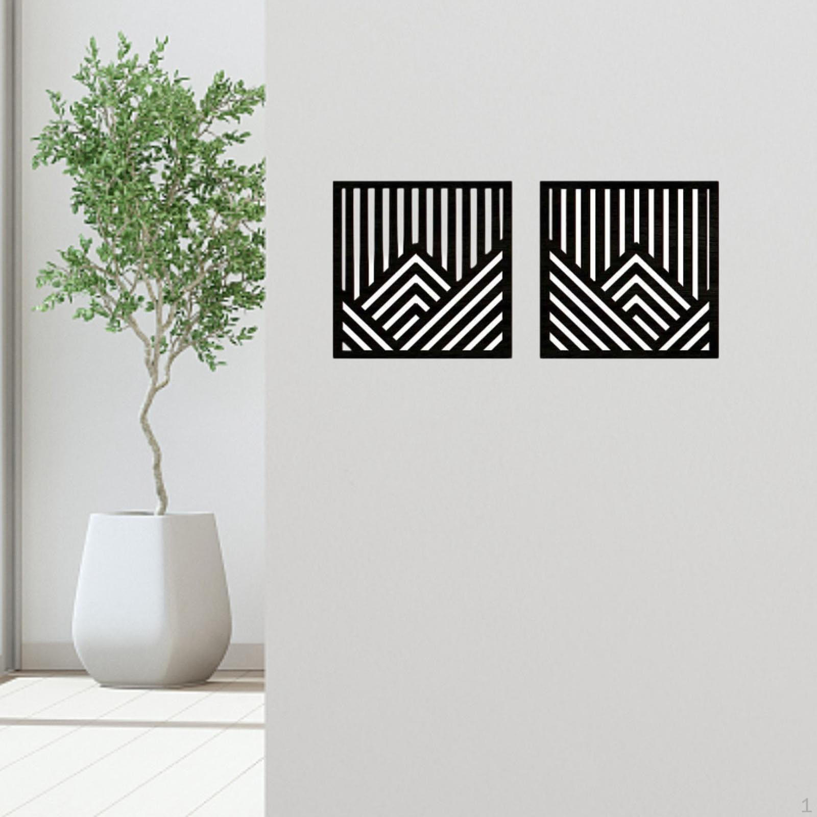 

2 шт. Деревянные настенные художественные наклейки с абстрактным орнаментом 7,87 дюйма x 7,87 дюйма декоративные чёрный