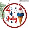 2D Flat 1pc Aluminum Independence Day-Themed Ice Cream Wall Decor 7.87 Inches X 7.87 Inches Patriotic Decor Suitable for Hanging On Front Doors