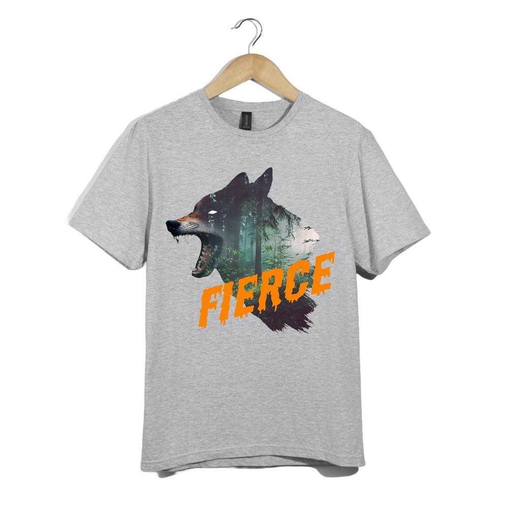 

Wild Nature Tshirt Unisex Fierce Wolf Forest Double Exposure Animal Graphic Gift 2XL