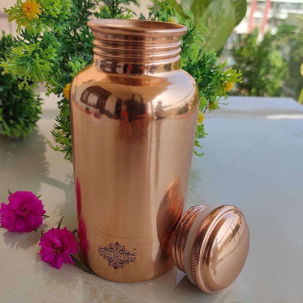 Bottle – 300 ML, Pure Copper Bottle for Health Benefits, Drinkware, Stylish Design for Daily Use, Yoga, Travel, Office, and Gifting, Set of 1