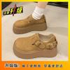 Small man increases height and ugly cute shoes 2025 autumn and winter new popular big head all-inclusive thick sole one pedal loafer single shoes