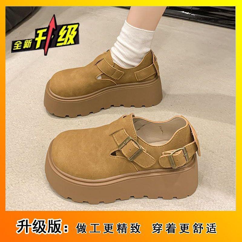 Small man increases height and ugly cute shoes 2025 autumn and winter new popular big head all-inclusive thick sole one pedal loafer single shoes