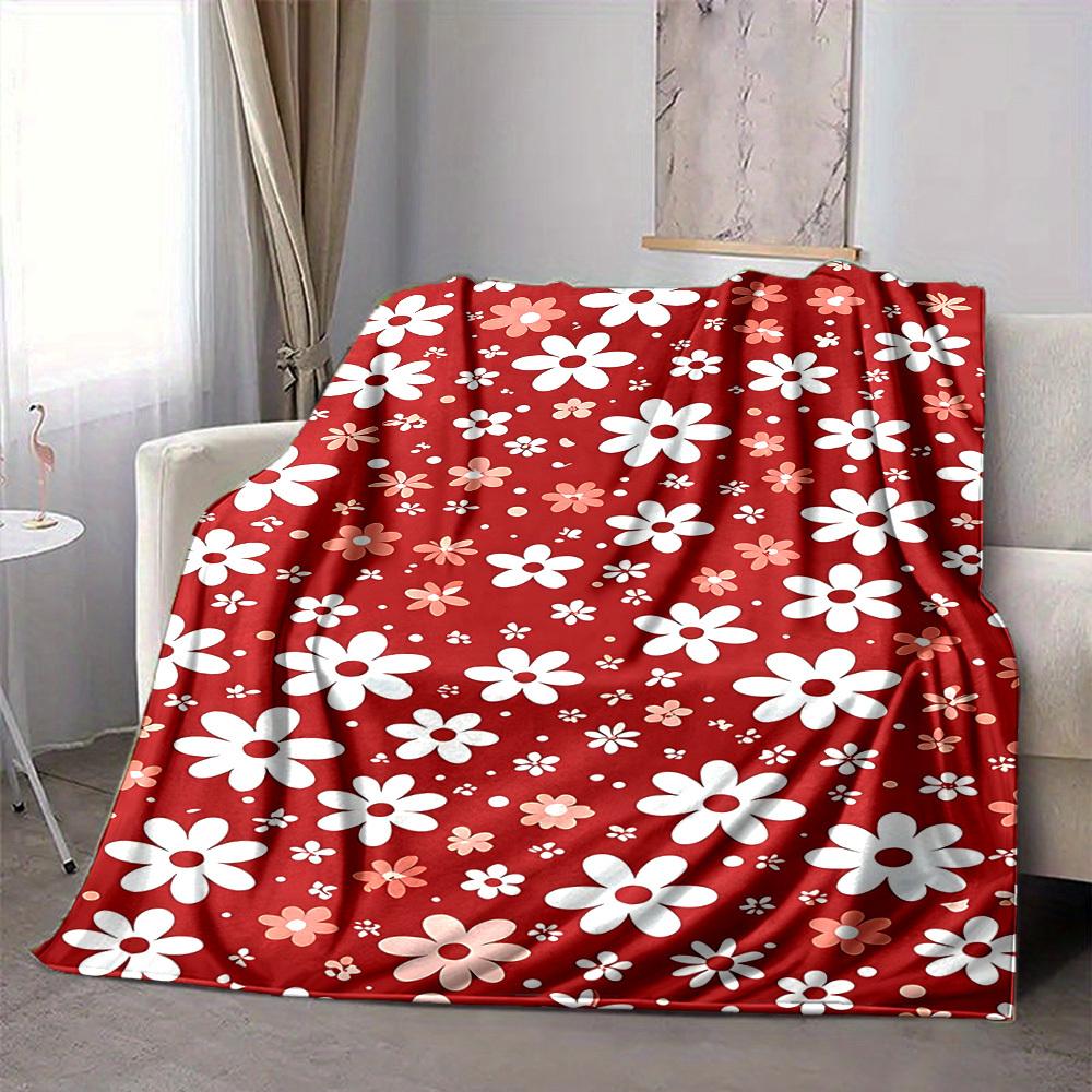 1pc Floral Pattern Lightweight Flannel Blanket, Comfortable and Warm Blanket, for Office and Camping Sofa Bed, Livingroom075