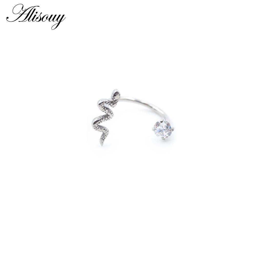 Alisouy 1PC Wąż Cyrkonia CZ Stal nierdzewna Zakrzywione Podkowa Wargi Labret Pierścienie Snug Daith Helix Kolczyki Piercing Body Jewelry