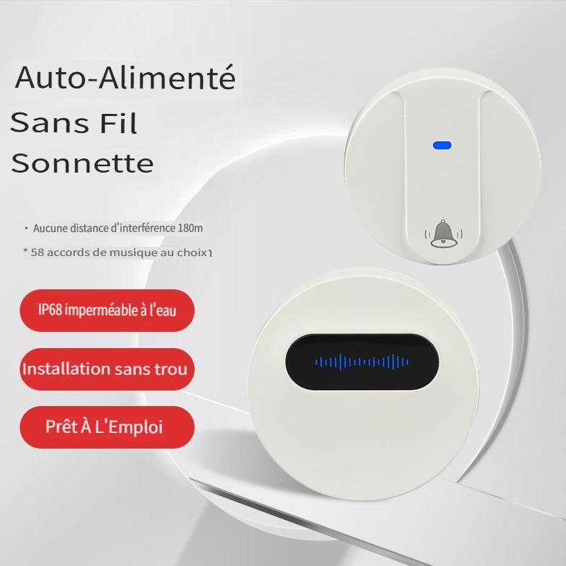 2 Receiver Wireless Doorbell with 180 Range Adjustable Volume IP68 Waterproof 58 Melodies White