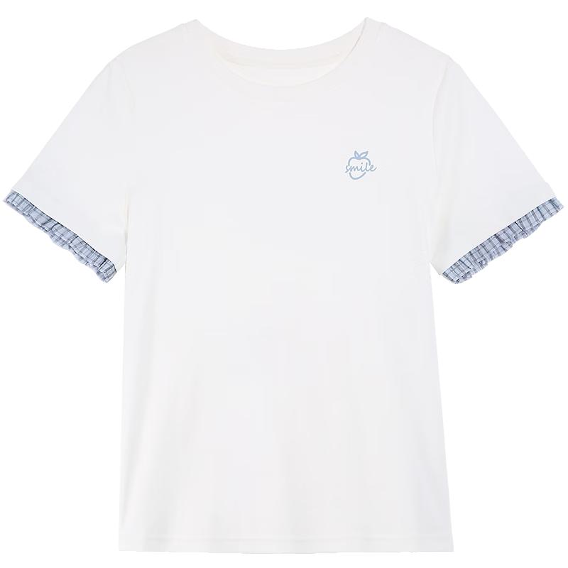 Betu Women's Color-Block Plaid Cuff Short Sleeve T-Shirt