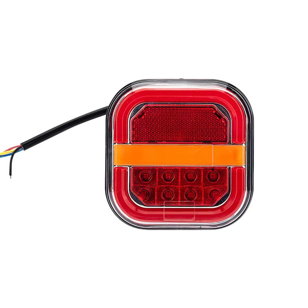 2PCS Red Yellow White Flowing 28LED Side Marker Light Truck Trailer Turn Signal Tail Lights Car Stop Brake Indicator Taillights