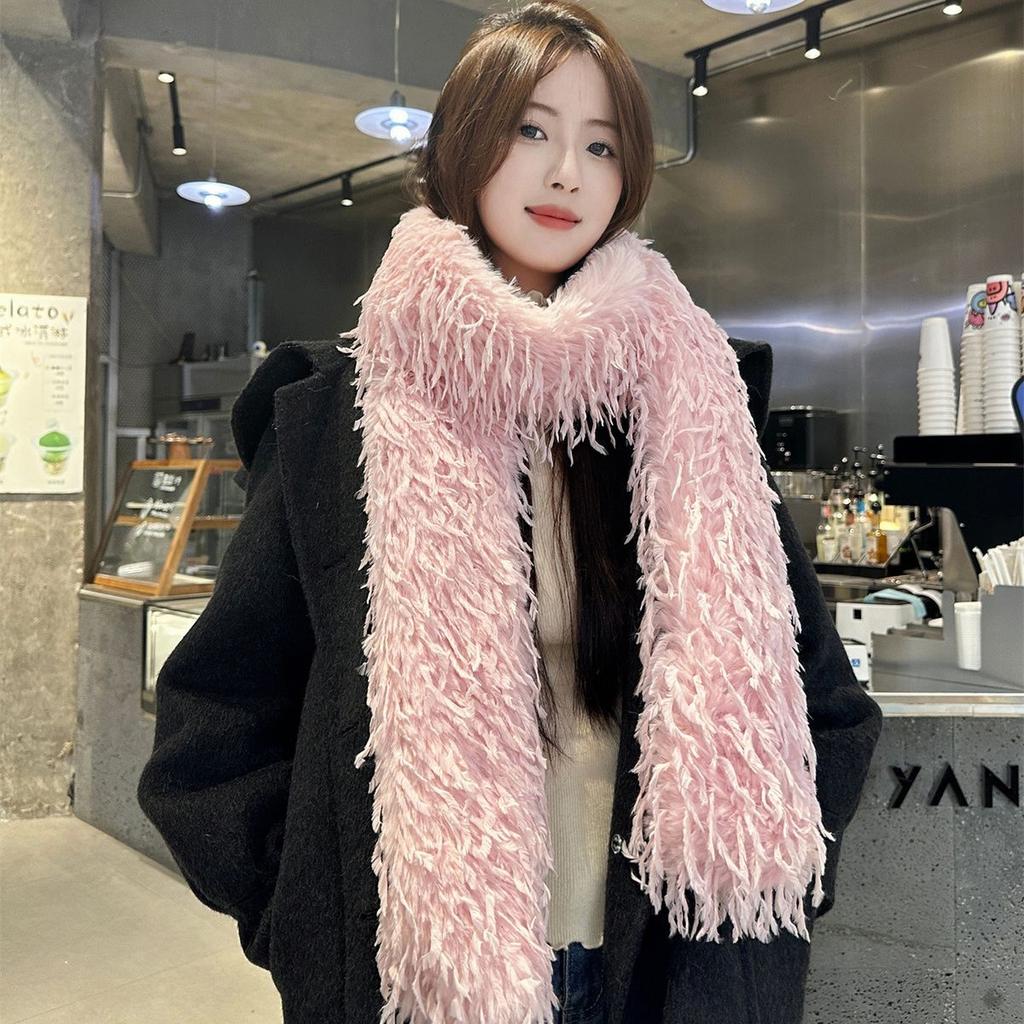 New Arrival Scarffall and Winterheattechpure Color Scarfeasiest for Matchtassel Shawlthickenedstuffed Scarf