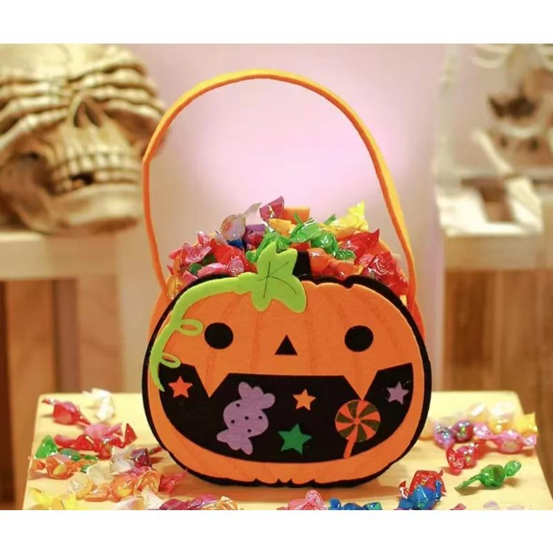 Gift Ready Halloween Treat Bag Non Toxic Felt Reusable Pumpkin Kids Candy Collector Trick or Tote Party Favors Decor