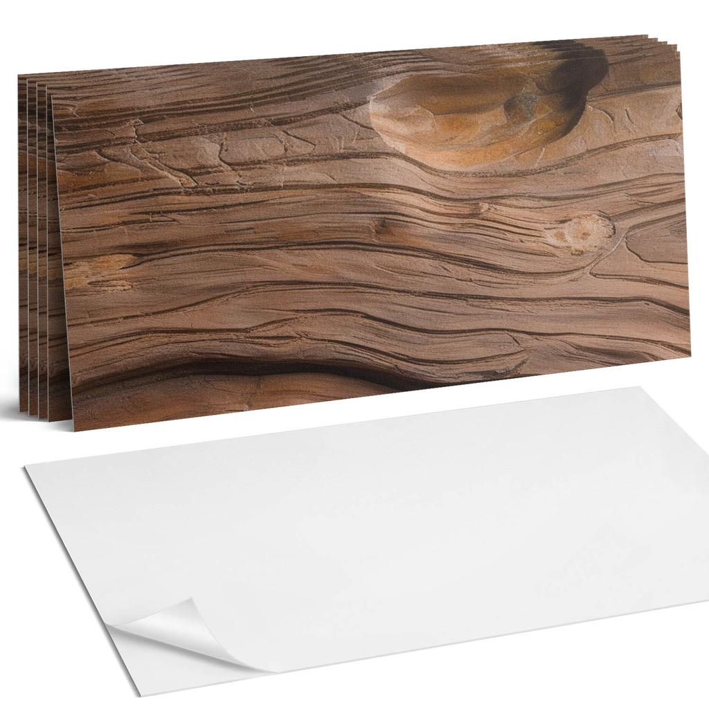Set of Vinyl Tiles with Pattern for Living Room Self-Adhesive Natural Wood Grain 6X60X30 Cm