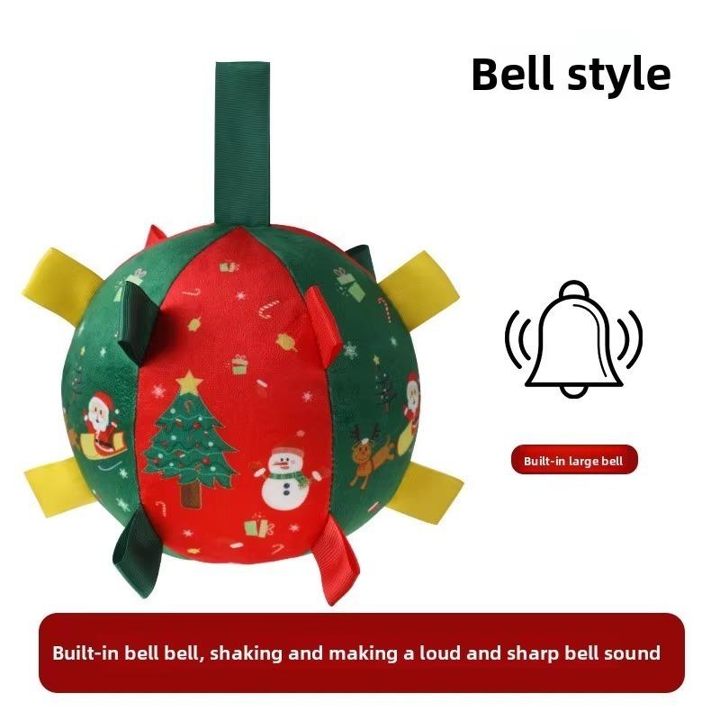 Christmas Dog Toy Balls Electric Interactive Plush Toy Ball for Dogs Built-In Bell Anti-Bite Chew Toys with Squeaker Pet Product