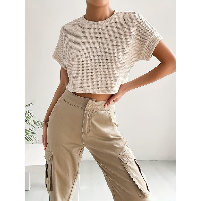 JPNTKY Women's Fashion Casual O-Neck Short Sleeve Blouses & Shirts
