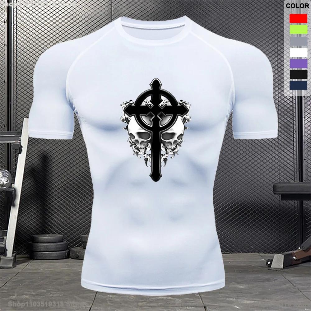 Bodybuilding Gym Outdoor Running Compression T-shirt Men's Summer Tight Breathable Short-sleeved Sports Quick-drying Top S-3XL