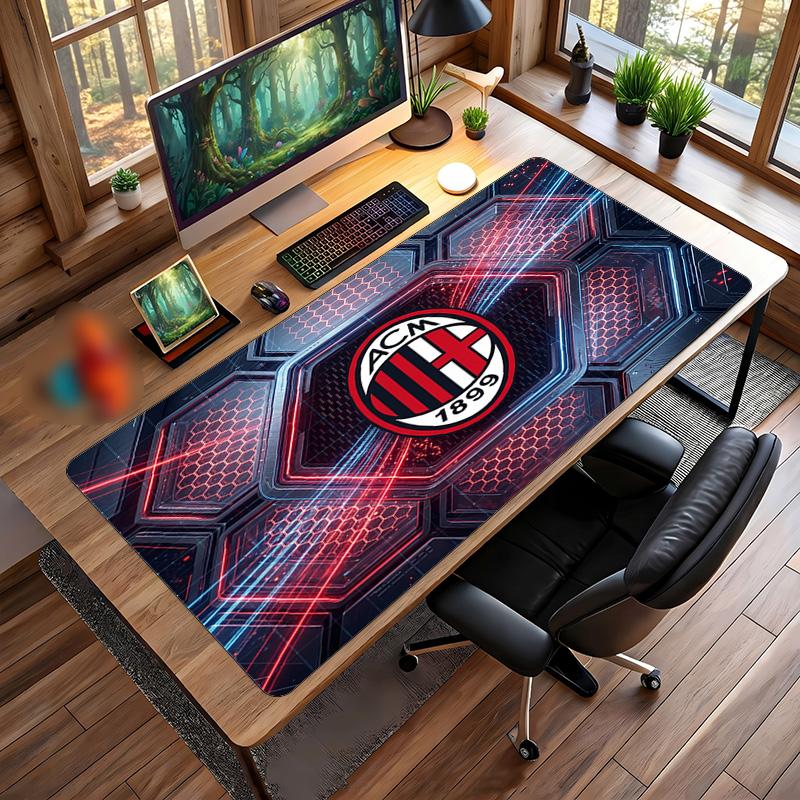 Alfombrilla de Ratón Grande Estampada AC Milan, Alfombrilla de Escritorio Suave de Goma Antideslizante para Decoración de Oficina, Portátil y Ordenador