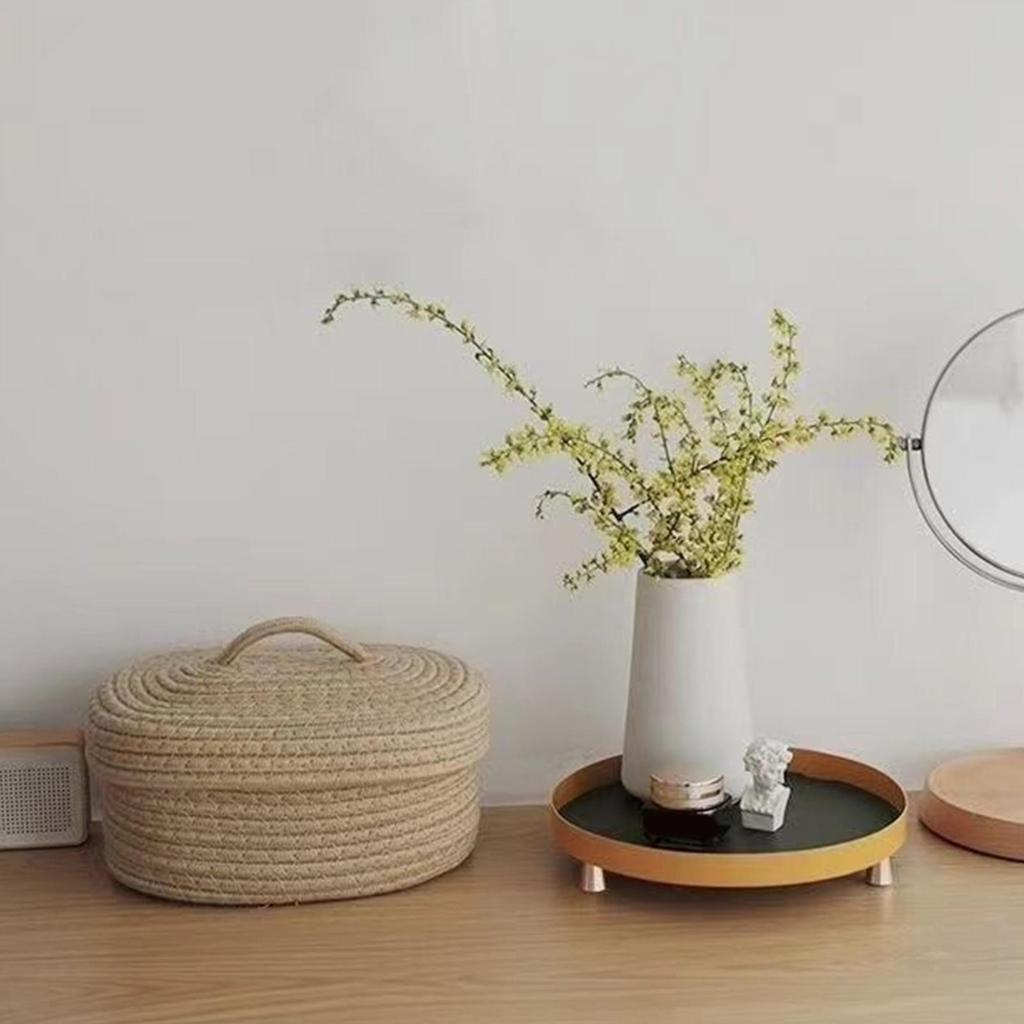 Woven Storage Basket Woven Organizer Box With Lid For Sewing Tools Large Nursery Storage Box For Phones Towel Sewing Tools