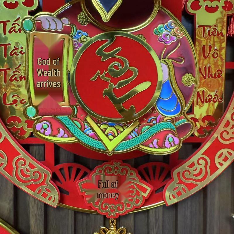 2026 Neujahrs Nickender Gott des Reichtums Figur mit Elektrischer Hängender Fu-Zeichen Dekoration für Wohnzimmer