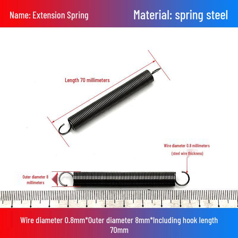 0.8mm Yellow Extension Spring with Hooks - Stapler Rebound Force 