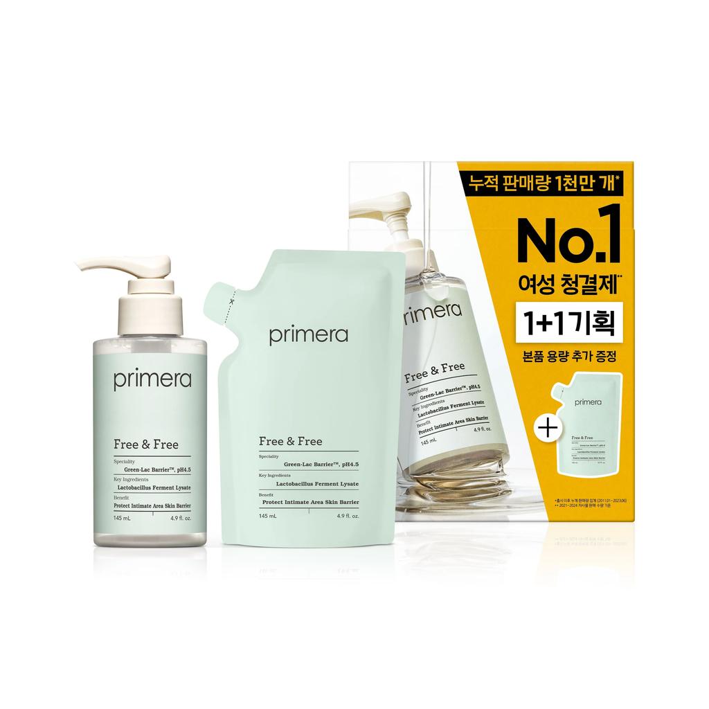 Primera Free & Free Soft Foam Feminine Wash 145ml 1+1 Set