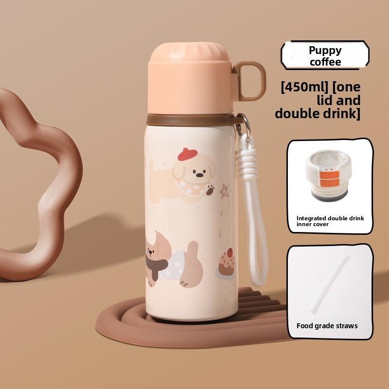 Childrens Cartoon Puppy Stainless Steel Thermos With Bouncing Cap For Outdoor Activities And Gifts
