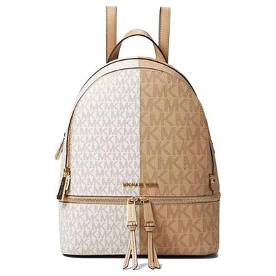Soft Leather With Coated Canvas Backpack Medium Women's Vanilla 30S2GEZB8B-VANILLA-MLTI