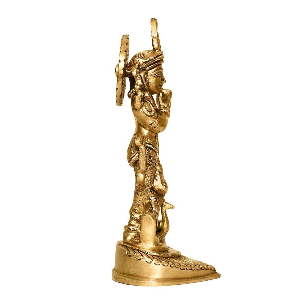 Messing Krishna Statue | Höhe - ca. 16 cm | Vastu-Idol für Zuhause und Büro | Zonale Platzierung - Westen |