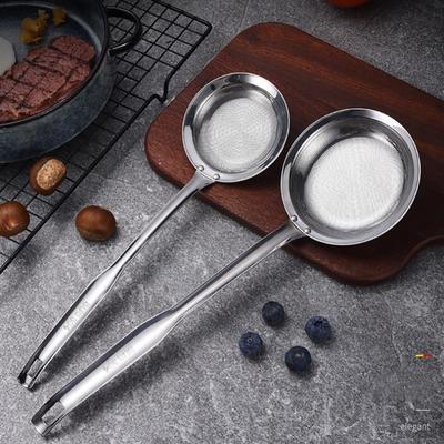 Lingura separatoare de ulei Curatare usoara Otel inoxidabil argintiu Accesorii pentru bucatarie Linguri pentru filtru de ulei Margine neteda 59g
