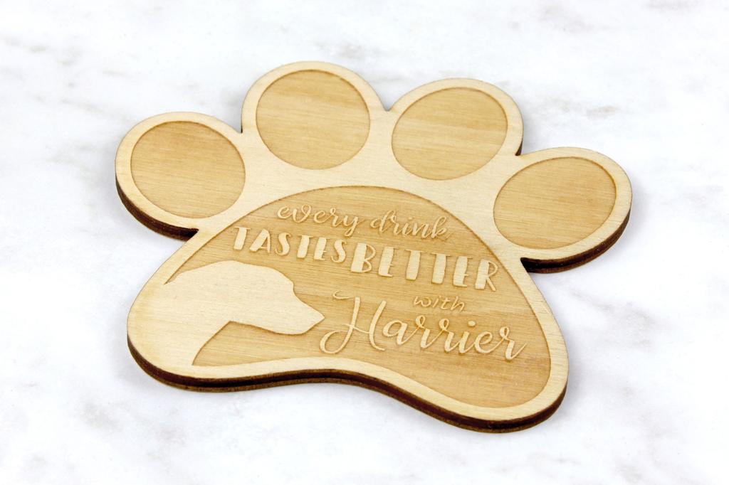 Harrier - Bardak altlığı, köpekli gravürlü bardak altlığı, Art-Dog markasının köpek severlere hediyesi