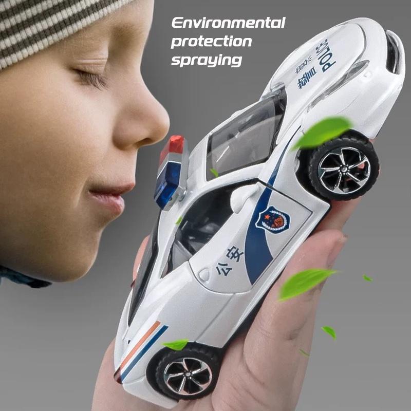 RUM1:32 Scale Ferrari Police Alloy Car Model Light & Sound effect diecast car Toys for Boys baby toys birthday gift car toys kids toys car model car