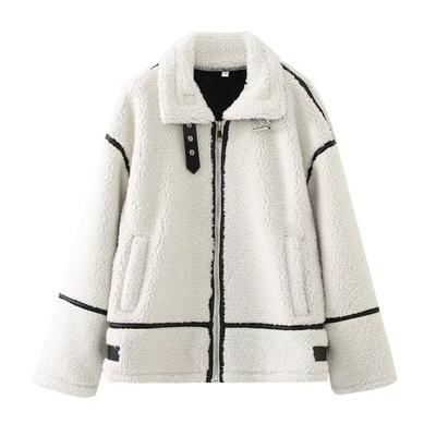 Autumn New Y2K Women's Clothing Stitching Lamb Wool One Jacket European and American Style Jacket Coat