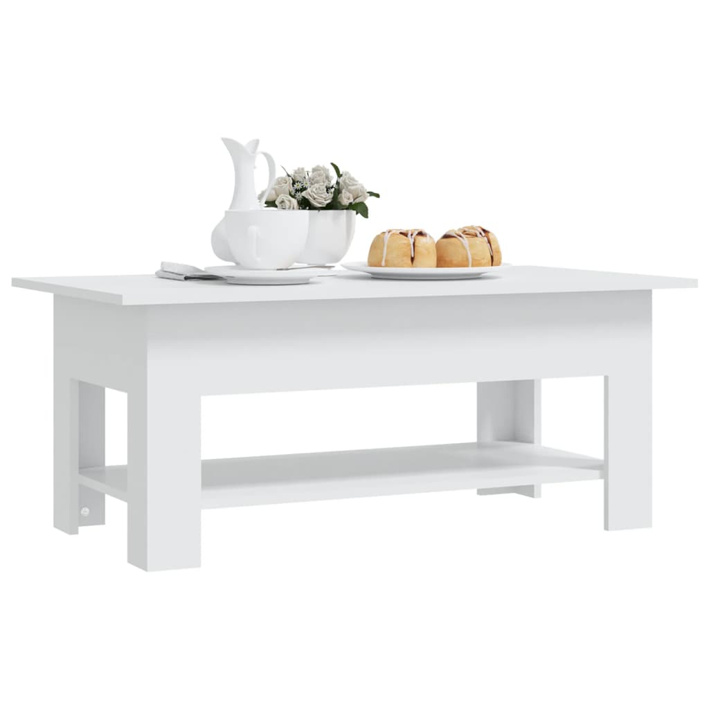 Vidaxl Coffee Table, White, 102X55X42 Cm, Wood-Based Material