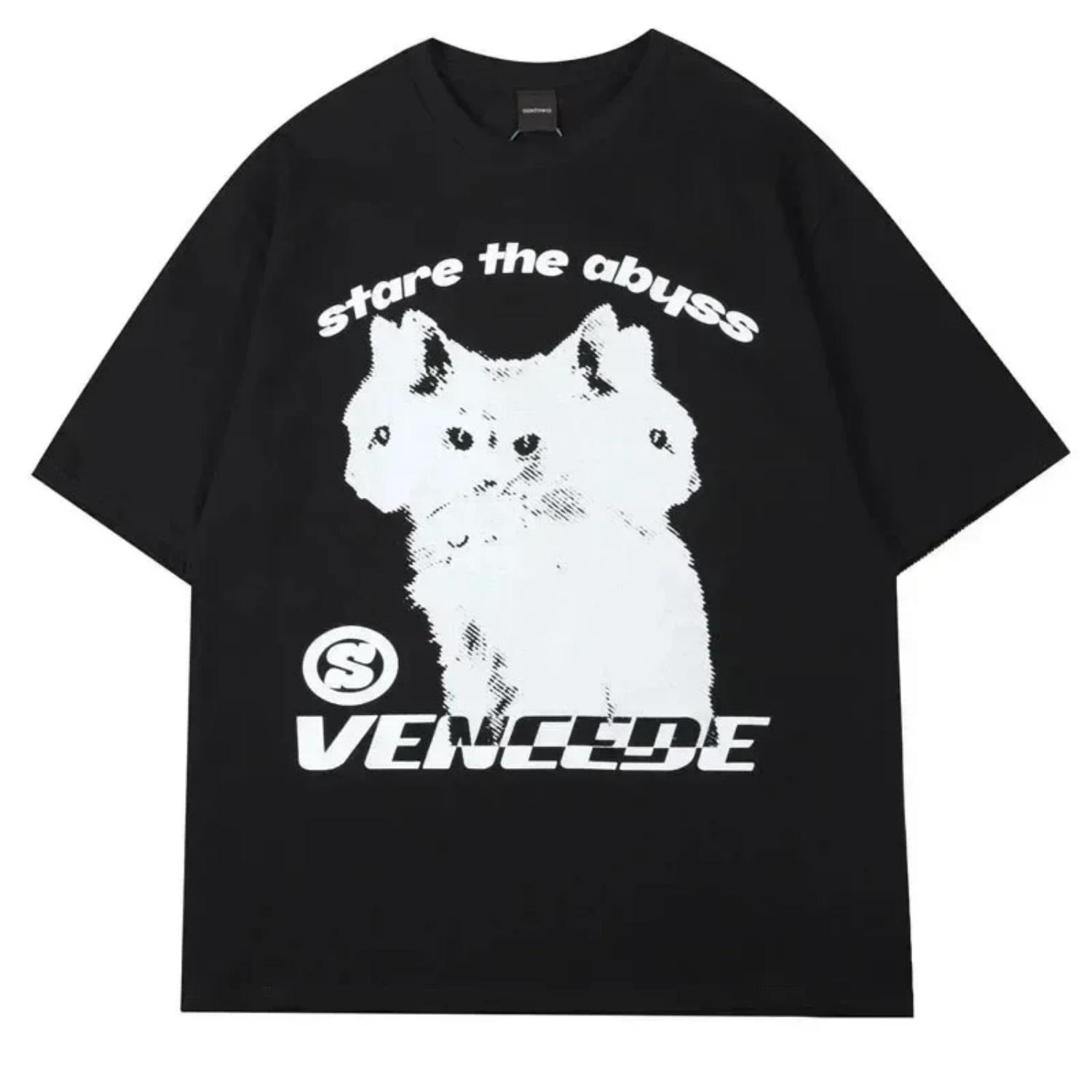 Summer Cotton T-Shirt Fashion Top T-Shirt Men s Women s Casual Short Sleeve Street Cat Gaze Abyss Pattern Unisex T-Shirt S