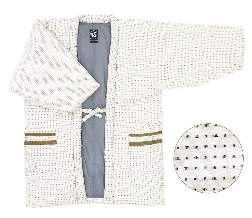 Hanten Large Size Kurume Winter Dobby Weave Cotton Bag Unisex Hanten A Pattern White [Yoneshichi] Men's Women's